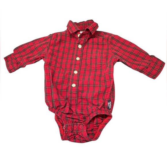 OshKosh B'gosh Other - OshKosh B’gosh Plaid Button-Up Bodysuit – Size 9 Months